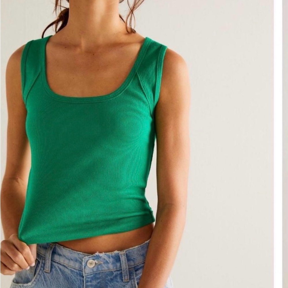 Free people We the Free hummingbird tank top in ribbed green size medium